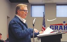 (ARCHIVE PHOTO | THE GRAHAM LEADER) Graham City Manager Eric Garretty speaks with the Graham City Council during a budget workshop held Thursday, Feb. 13. The city manager spoke on a trend of decreasing sales tax returns.