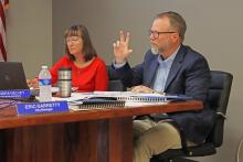 (THOMAS WALLNER | THE GRAHAM LEADER) City Manager Eric Garretty discusses his proposed 2023-2024 budget for the city of Graham during a Graham City Council meeting held Thursday, June 22.