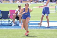 (ALEX HAVARDANSKY | THE GRAHAM LEADER) Lady Blues track and field athlete Emerie Stogner is recognized as this week's Athlete of the Week by The Graham Leader. Stogner put up first place performances in both the high jump and triple jump events at the Peaster Greyhound Relays held Thursday, March 27. 