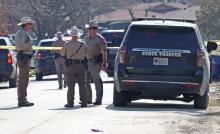 (ARCHIVE PHOTO | THE GRAHAM LEADER) A Texas Ranger speaks with two Game Wardens who responded to a shooting scene at Morado and Hillcrest Streets in Graham in February 2024.