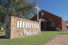 (THOMAS WALLNER | THE GRAHAM LEADER) The front of Heritage Methodist Church in Graham located on Texas Street. The church is celebrating 75 years at its location on Texas Street with a service Sunday, Nov. 24. 
