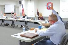 (ARCHIVE PHOTO | THE GRAHAM LEADER) Graham ISD Board of Trustees members meet in October 2024 at the Graham Learning Center. The board approved a budget amendment Wednesday, Jan. 15 to hire N2 Learning to facilitate a new strategic plan for the district.