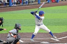 (ALEX HAVARDANSKY | THE GRAHAM LEADER) Mike Garcia batting in the top of the lineup Friday, April 4. Garcia has been one of Graham’s most consistent hitters over the course of the season.