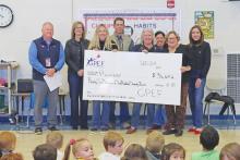 (THOMAS WALLNER | THE GRAHAM LEADER) Pioneer Elementary School was presented a check for $36,672 from the Graham Public Education Foundation. The grant funded the Texas Studies Weekly social studies curriculum.