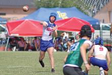 (ALEX HAVARDANSKY | THE GRAHAM LEADER) Jace Gill finds Brodie Martin wide open on a pass play Saturday, May 24, during the 7on7 tournament. Gill was named Dave Campbell’s District 3-4A Division II Preseason Offensive MVP in their Texas Football 2025 Preview edition. 