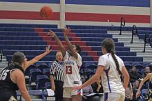 (ALEX HAVARDANSKY | THE GRAHAM LEADER) The Graham Leader recognizes Carmen McGee as this week’s athlete of the week. McGee led the junior varsity Lady Blues in scoring in their 38-29 victory over the Mineral Wells Lady Rams in a matchup Thursday, Jan. 22. 
