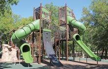 (TC GORDON | THE GRAHAM LEADER) The playground at Firemen's Park in Graham which was closed last week due to heat concerns. A child received second-degree burns as a result of the slide at the playground which led the city to test the equipment and temporarily close the park.