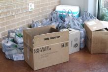 (TC GORDON | THE GRAHAM LEADER) A large collection of supplies that Coke Smith and some of his family members will take to North Carolina, where they will provide water and aid to people who have been affected by natural disasters in the area.
