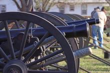9THOMAS WALLNER | THE GRAHAM LEADER) Cannons lined up the Crawfish and Cannons event at Fort Belknap in Newcastle. The Young County Commissioners Court made the decision this week to allow metal detecting at the fort.