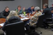 (THOMAS WALLNER | THE GRAHAM LEADER) Members of the Downtown Development District 1 committee meet in January to discuss a lighting project for the downtown area. The committee requested $10,000 for the project from the city which was not approved during the budget process.