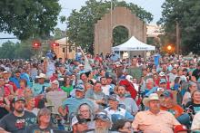 (THOMAS WALLNER | THE GRAHAM LEADER) A crowd of thousands took over the Third Street crossing on the Graham downtown square for a Summer Concert Series performance by Stoney LaRue held Saturday, Aug. 10. The performance closed out the Summer Concert Series which have five free performances downtown.