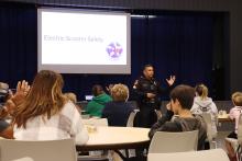 (THOMAS WALLNER | THE GRAHAM LEADER) Graham Police Department Sergeant Pedro Marrufo provides an informational class Wednesday, Jan. 21 on electronic scooter safety and laws related to the Texas Transportation Code.