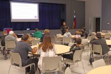 (THOMAS WALLNER | THE GRAHAM LEADER) Graham Police Department Sergeant Pedro Marrufo provides an informational class Wednesday, Jan. 21 on electronic scooter safety and laws related to the Texas Transportation Code.