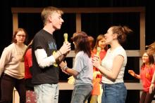 (THOMAS WALLNER | THE GRAHAM LEADER) Graham High School and Graham Junior High School students rehearse ‘Disney’s High School Musical JR.’ at the GHS auditorium Thursday, Jan. 22. The show will have three performances this weekend.