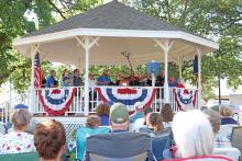 (THOMAS WALLNER | THE GRAHAM LEADER) Patriotic music is sung under the Young County Courthouse gazebo during the Celebrate Freedom event Saturday, June 29. The Young County Commissioners Court voted Monday, Nov. 17 to reject all bids for the construction of a new courthouse gazebo.