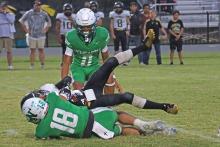(THOMAS WALLNER | THE GRAHAM LEADER) The Graham Leader is recognizing Keyton Newland of the Newcastle Bobcats as this week’s Athlete of the Week. Newland picked up four touchdowns offensively in the team’s loss to the May Tigers, while also being part of a key forced fumble. 