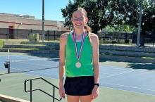 (NEWCASTLE ISD | CONTRIBUTED PHOTO) It was a banner day for the Newcastle Ladycats at the regional tennis tournament. Mattie Dollar, the lone representative for Newcastle, posted a strong performance and qualified for the state championship tournament.
