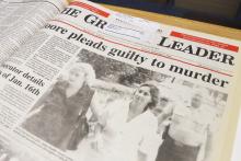 (THOMAS WALLNER | THE GRAHAM LEADER) A Sept. 1, 1996 edition of The Graham Leader where the main story featured Helen Moore pleading guilty to murder. Thirty years after her life sentence, Moore was in the parole process and was denied this week.