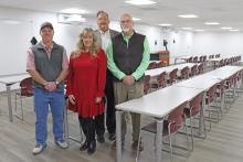 (THOMAS WALLNER | THE GRAHAM LEADER) Graham Community Foundation members pose with North Central Texas College Graham Director Charise Bewley in one of the newly renovated classrooms at NCTC. Shown from left to right are Colby Kramer, Bewley, Neal Blanton and Kyle Peavy.