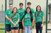 (NEWCASTLE ISD | CONTRIBUTED PHOTO) Six of Newcastle’s seven UIL students pose for a photo before traveling to Austin for their state meet. The state tournament took place May 19-20. Shown in back from left to right are Cason Ford, Lucas Owen and Benjamin Burk. Shown in front from left to right are Camren Mallory, Alba Adame and Mattie Dollar.