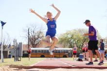 (THOMAS WALLNER | THE GRAHAM LEADER) Lady Blues and Steers competed Saturday, March 21 in the 78th PK Relays in Graham. The teams took off in the Brock High School Invitational last week before the district meet is held April 8-9.