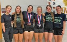 (NEWCASTLE ISD | CONTRIBUTED PHOTO) The Newcastle Ladycats traveled Saturday, March 1 to compete in the regional powerlifting meet at Bells ISD. Shown from left to right are Kourtney Whitfield, Bailey Youngblood, Jayden Ballard, Catherine Youngblood, Camren Mallory and RaeLyn Bennett.