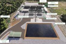 (DEPARTMENT OF ENERGY | CONTRIBUTED PHOTO) A rendering of the proposed green hydrogen production facility in Young County that was announced recently to have been suspended. The facility on FM 209 was planned to produce 45 tons of green hydrogen. 