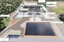 (DEPARTMENT OF ENERGY | CONTRIBUTED PHOTO) A rendering of the proposed green hydrogen production facility in Young County that was announced recently to have been suspended. The facility on FM 209 was planned to produce 45 tons of green hydrogen. 