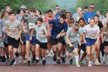 (THOMAS WALLNER | THE GRAHAM LEADER) The 20th annual Run for the Children event took off from the Graham downtown square in April 2025 with participants running in the 10K, 5K and Fun Run events. The Run for the Children will take off for its 21st year Saturday, April 25.