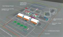 (PLUG POWER | CONTRIBUTED PHOTO) A rendering of the future Plug Power facility in Young County. The 40-acre lot where the facility will be located will produce 45 tons of liquefied hydrogen.