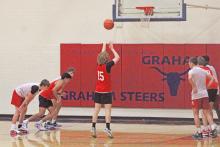 (ARCHIVE PHOTO | THE GRAHAM LEADER) Cooper Wilde takes a free throw for the Steers in the Steers fall basketball league to prepare for the season. The Steers kicked off their spring league with a 2-0 start.