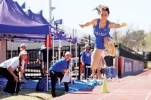 (THOMAS WALLNER | THE GRAHAM LEADER) Emerie Stogner was first in high jump and second in triple jump among 3A and 4A schools competing in the 78th annual PK Relays. Stogner will be advancing to the regional meet after her second-place performance at the area meet.