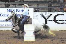 (ARCHIVE PHOTO | THE GRAHAM LEADER) Rylee Hardin, of Newcastle, competes in a barrel race event during the 2022 Knights of Columbus rodeo at the Young County Arena. The arena was closed this week until further notice out of caution due to the outbreak of Equine Herpesvirus-1 (EHV-1).