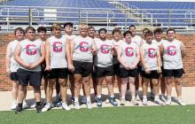 (GRAHAM ATHLETICS | CONTRIBUTED PHOTO) The Steers lineman unit poses after qualifying for the state lineman challenge tournament. The Steers competed in multiple strong man events to advance. 