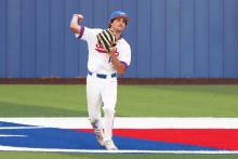 (THOMAS WALLNER | THE GRAHAM LEADER) Cason Roberts winds up a throw during a previous game in the season Tuesday, March 17 against the Jim Ned Indians. The Steers earned their first win of district Thursday, April 2.