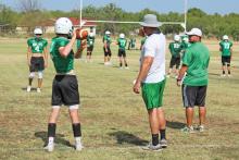 (FILE PHOTO | THE GRAHAM LEADER) The Newcastle Bobcats practice in August before the start of the season. The team has won its two first games of the season against Rule and Woodson.