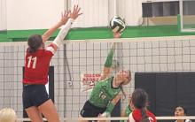 (ARCHIVE PHOTO | THE GRAHAM LEADER) Ladycats Aubree Clayton goes up for a kill attempt against the Albany Lady Lions in their match Sept. 14, 2024. 