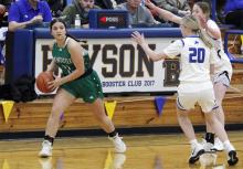 (ASHLEY ANDERSON | JACKSBORO HERALD-GAZETTE) Emma Hawkins led the team in scoring with 18 points in the Ladycats 51-21 victory Friday, Jan. 16 against the Bryson Cowgirls.