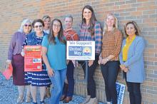 (THOMAS WALLNER | THE GRAHAM LEADER) Members of the 2022 Graham Area United Way campaign pose outside the Graham ISD Administration building where they met Tuesday, Oct. 25 for their second campaign organization meeting. The organization has raised 60% of its $100,000 goal.