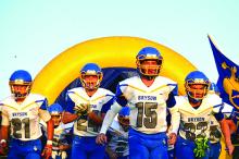 From left, Ethan Robinson, Paul Davidson, Brayden Houser and Tanner Buchanan combined to lead the Bryson Cowboys to their third consecutive victory Friday night. 