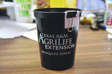 A Texas A&M AgriLife Extension mosquito survey cup used by counties throughout the state as a testing tool for possible carriers of the Zika virus. The cup will be placed in five Young County residences and sent in weekly for testing. 