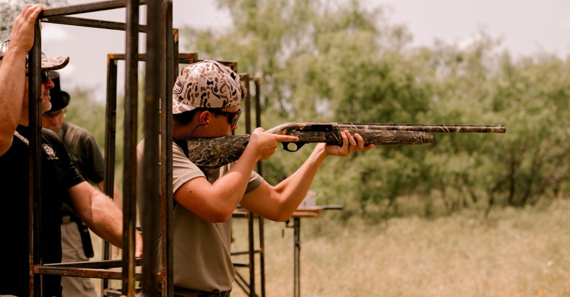 A participant practices shooting skills during Ram Camp at Bretting Texan Ranch near Olney. (Bretting Texan Ranch/Submitted)