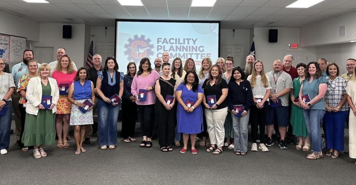 Members of Graham ISD's 50-plus-person Facility Planning Committee gathered Wednesday after presenting seven months of campus research to the school board. (Graham Independent School District/Submitted)