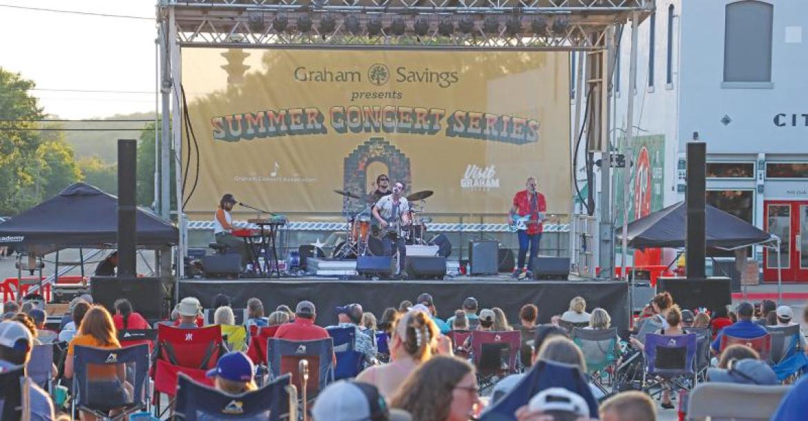 Visit Graham's free summer concert series drew crowds of 1,000 to 5,000 to the downtown square last year, but funding for this summer's lineup has yet to be secured. (File Photo)